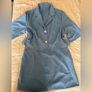 SHEIN Blue Blazer and Skirt Set